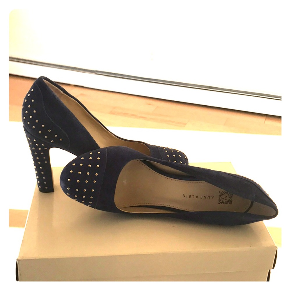 Anne Klein blue suede shoes .